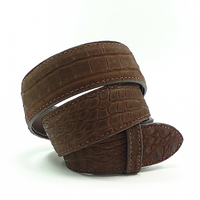 1 1/2” NUBUCK SUEDE CROCODILE BELT