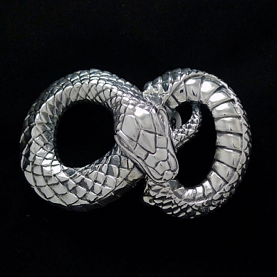 COILED SNAKE STERLING SILVER TROPHY BUCKLE