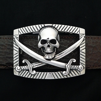 STERLING PIRATE SKULL BUCKLE
