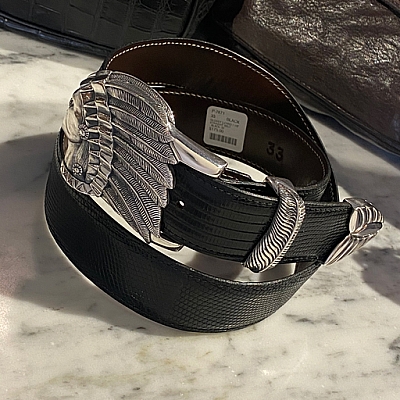 ZHEN CHEN CHIEF BUCKLE SET ON BLACK LIZARD BELT