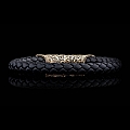 MILAN BRAIDED BLACK LEATHER CUFF WITH BRONZE CLASP