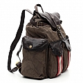 MILITARE CANVAS GREY LEATHER + RIBBON BACKPACK