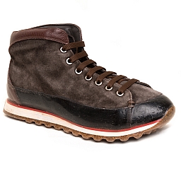 MENS SUEDE MID RUBBER SOLE SNEAKERS IN CHOCOLATE