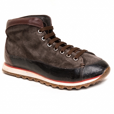 MENS SUEDE MID RUBBER SOLE SNEAKERS IN CHOCOLATE