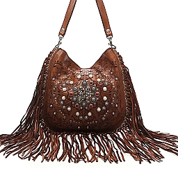 cognac leather shoulder bag